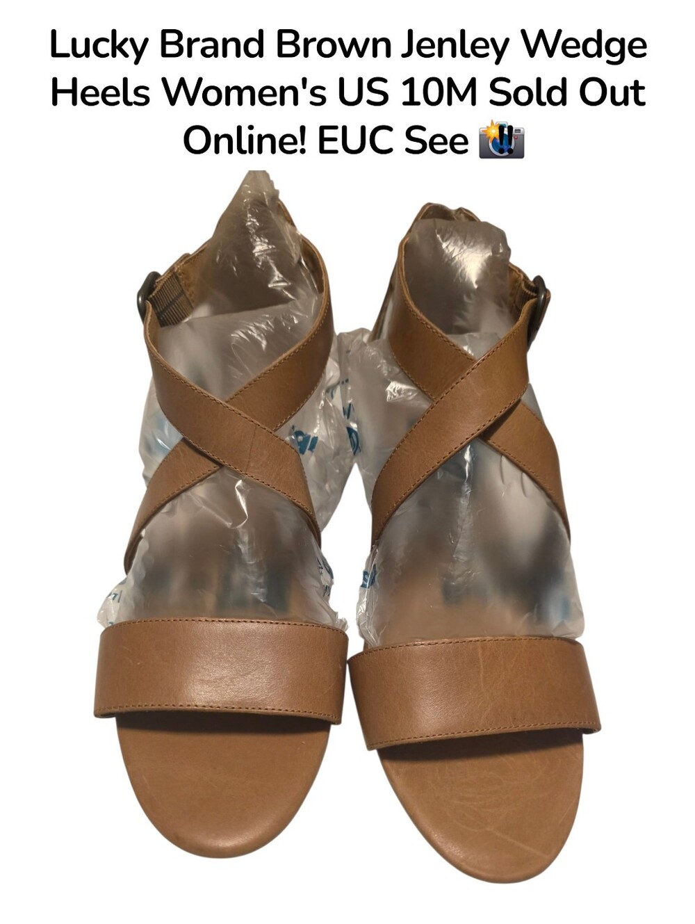Lucky Brand Tan Jenley Crisscross Wedge Sandals Women's US 10M/42 Euc,Almost New
